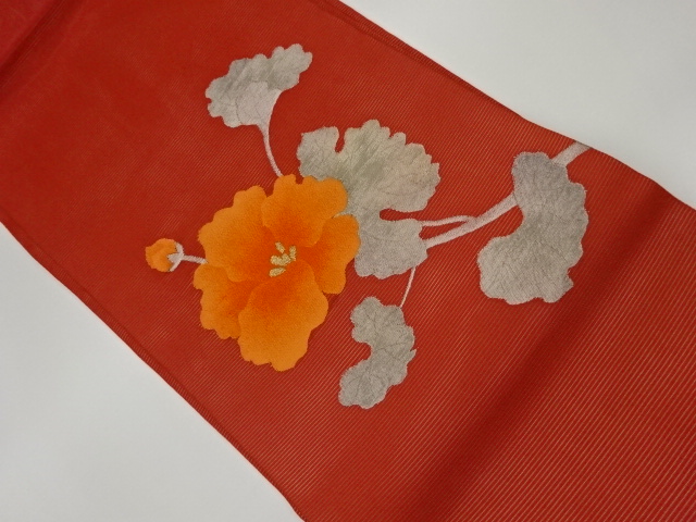 絽花模様織出し名古屋帯